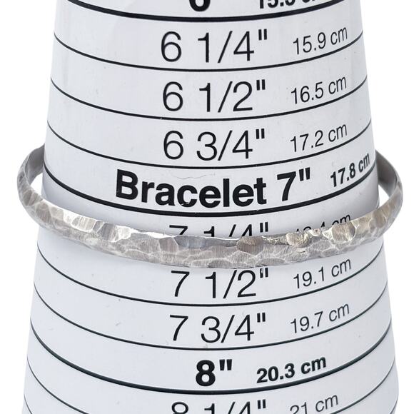 Estate Sterling Silver 925 5.9mm Hammered Cuff Bracelet 7.25" - Picture 8 of 10